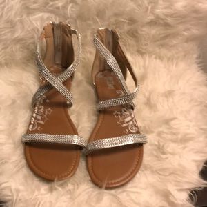 Brash Silver Rhinestone Zip Sandel